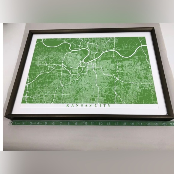 KANSAS CITY , City Map Framed Wall Art Print, Great Home Decor 14.5”x20” - Picture 3 of 11